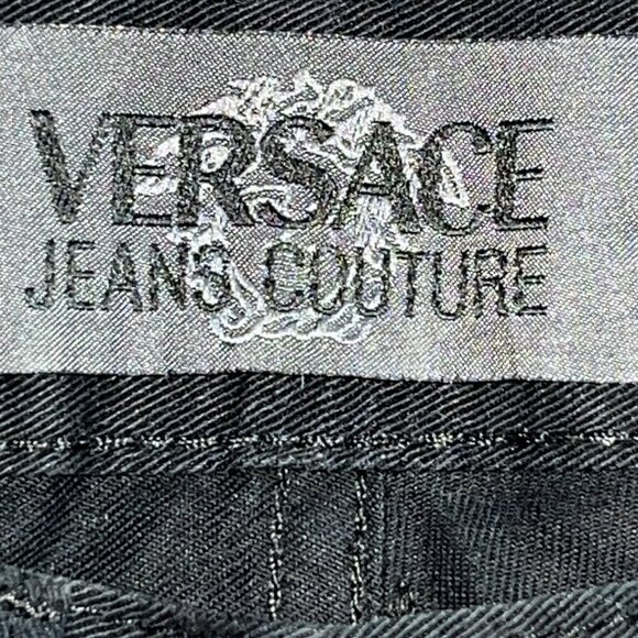 VERSACE JEANS COUTURE VINTAGE BLACK STUDDED JEANS  MADE IN ITALY  - W30 L34 TALL - Picture 8 of 16